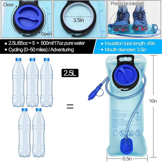 1/2/4/8 Pack Hydration Bladder, 1.5L/2L/2.5L/3L Water Reservoir, Leakproof Water Bladder Hydration Pack, Large Opening Water Storage Bladder Bag, for Cycling Hiking Camping