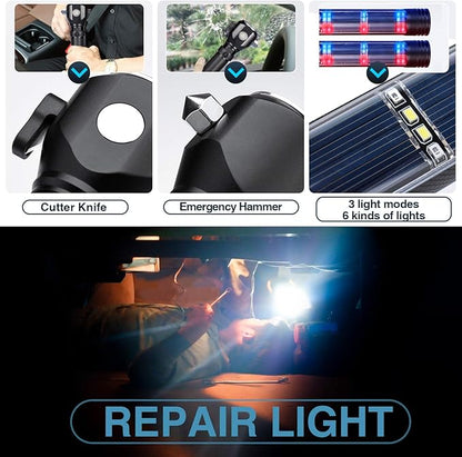 Delxo Patriot Flashlight, Handheld Solar Powered Tactical Flashlights Cell Phone Charger, USB Rechargeable Waterproof Car LED Flash Light with 2400mAh Battery, Multi Function for Emergency