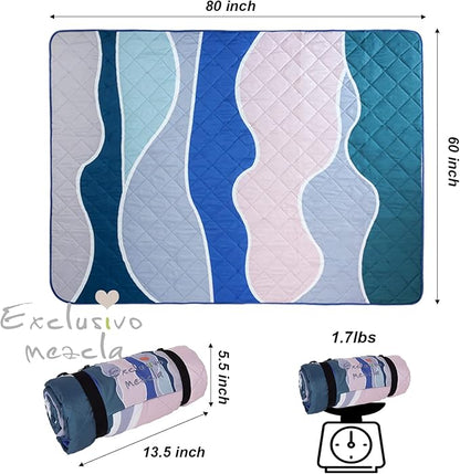 Exclusivo Mezcla Waterproof Picnic Blankets 3-Layer 60x80 Inches Large Sandproof Beach Blanket Foldable Outdoor Blanket for Camping on Grass Picnic Mat