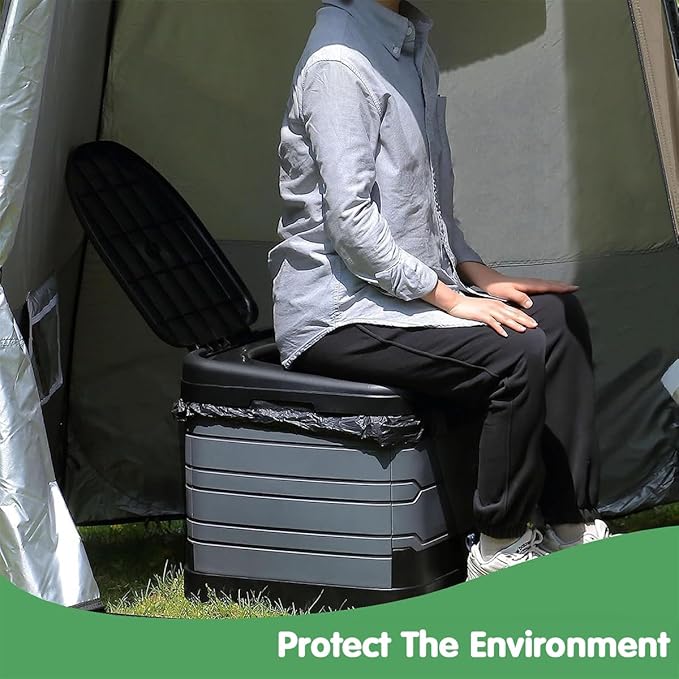 Upgrade XXL Portable Toilet for Adults Camping, 17.3x16.1x16.9 In-Large Portable Foldable Toilet with Lid, Perfect for Camping, Hiking, Fishing, Travel, Long Trips, Beach, RV, Outdoor