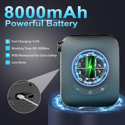 Upgraded 8000mAh & 5 Speed Portable Shower for Camping, LCD Display Rechargeable Camping Shower Head with 4 Spray Modes, IPX8 Waterproof Pocket Outdoor Shower Pump for Hiking, Travel, Car, Pet