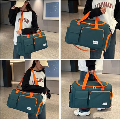 Small Gym Bag for Women, Travel Duffle Bag Carry On Weekender Bag with Shoe Compartment