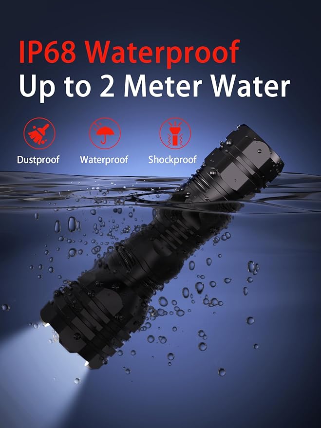 Mesqool Rechargeable Flashlights 2 Pack, 5 Lighting Modes 400 Lumen Bright Led Flashlight, IP68 Waterproof Flash Light for Camping, Walking, Hiking Emergency Lights for Home (Built-in Battery)