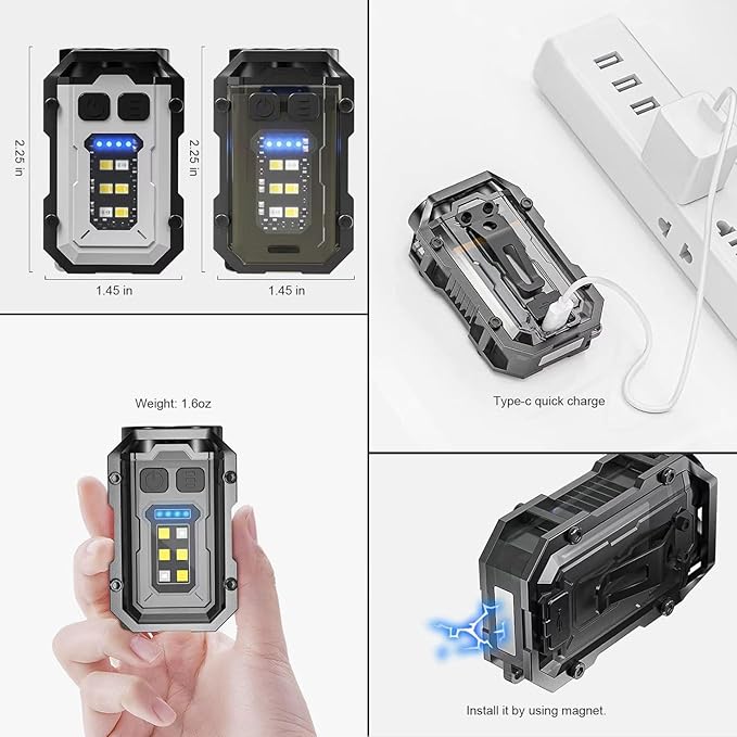Rechargeable Pocket Keychain Lights with Lanyards,Clip on Hands Free Flashlight for Walking Camping Night Running