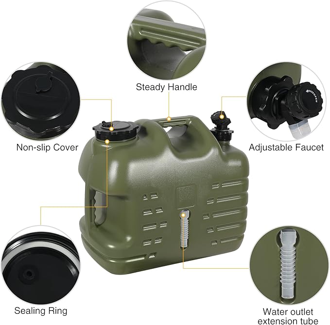 REDCAMP 6.6 Gallon Portable Water Container with Spigot, Water Storage Camp Water Jug for Camping Outdoor Hiking (25L Green)