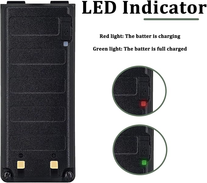 BAOFENG 2 Pack UV-25 Battery BL-UV25 for UV-25 Pro Max Radio Type-C Charging BL-UV25 High Capacity Li-ion Battery DC7.4V for Walkie Talkie Accessories