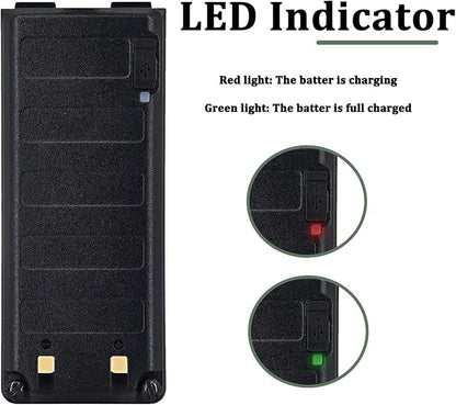 BAOFENG 2 Pack UV-25 Battery BL-UV25 for UV-25 Pro Max Radio Type-C Charging BL-UV25 High Capacity Li-ion Battery DC7.4V for Walkie Talkie Accessories