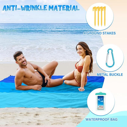 Beach Blanket Waterproof Sandproof 1-8 Adult Oversized 9'×10' Lightweight Durable Compact Sand Free Beach Mat for Travel Camping Hiking Picnic Blanket