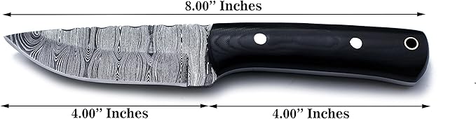 Handmade Damascus Steel Knife for Hunting,Survival,Camping,Bushcraft,and Fishing Fixed Blade with Drop Point Full Tang Micarta Handle,-with Cowhide-Leather Sheath - WKD-790