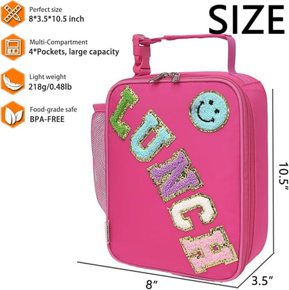 Insulated Lunch Bag for Women Girl Teen large Insulated Kid Lunch Bag,Large Reusable Cute Cooler Bag for School Work Picnic,Rose Red