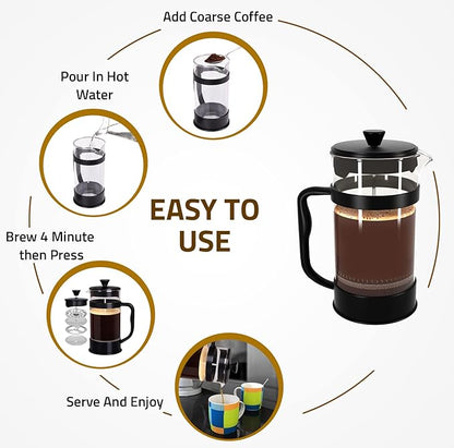 Utopia Kitchen 12 Ounce 0.35 Liter French Press Coffee Maker, Tea Maker, Travel Coffee Presses, Heat Resistant Thickened Borosilicate Coffee Pot for Camping Travel Gifts, Black Pack of 1