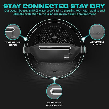 DRENCH 100% Underwater Waterproof Fanny Pack. Waist Pack. Submersible Waterproof Phone Pouch. Dry Bag for Swimming, Boating, SUP & Snorkelling. Underwater Phone case. Floating Belt Bag. Dry Bag Travel