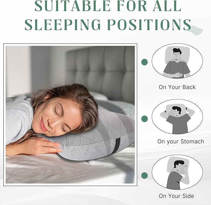 2 Pack Camping Pillow Inflatable Travel Pillow with Removable Cover Backpacking Pillow Blow up Pillow Neck Air Pillow Compressible for Lumbar Support, Travel, Hiking, Black and Grey
