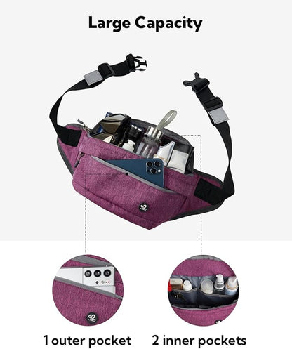 WATERFLY Fanny Pack for Men Women Water Resistant Large Hiking Waist Bag Pack Carrying All Phones for Running Walking Traveling