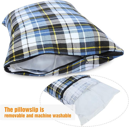 REDCAMP Small Camping Pillow Lightweight and Compressible, Flannel Travel Pillow with Removable Pillow Cover, 2 Pack