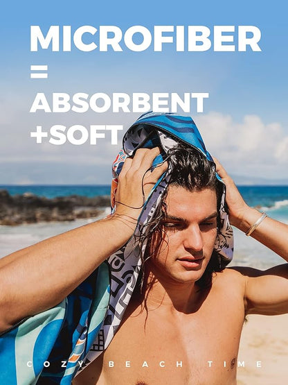 OCOOPA Microfiber Beach Towel For Swimming Pool, Camping, Picnic, Yoga Gym Sports, Fast Drying Extra Large 71" x 32" Sand Free Super Lightweight