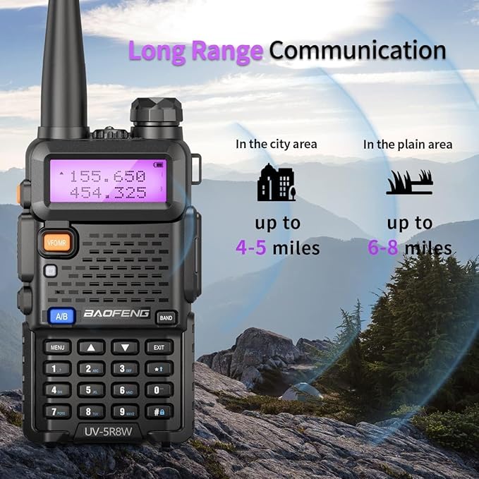 BAOFENG UV-5R 8W Ham Radio UV5R Long Range Walkie Talkies Rechargeable Dual Band UHF VHF Handheld Rapid Two Way Radio for Survival Gear,Hotel,Restaurant,4Pack