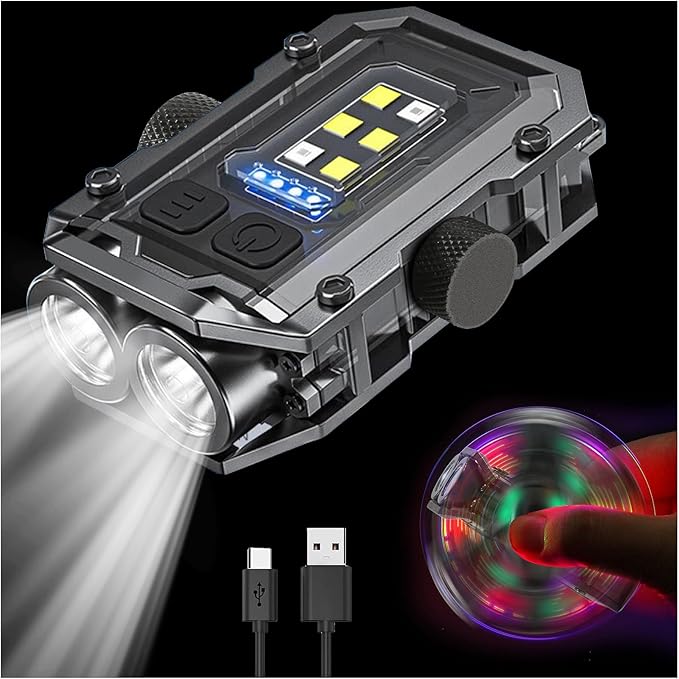 Mini Keychain Flashlight Rechargeable Flashlights: LED High Lumens Magnetic Flash Light with 7 Modes Fidget Gifts for Camper Emergency Gear Waterproof Tactical Camping Essentials