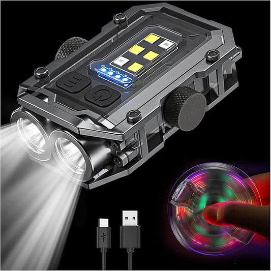 Mini Keychain Flashlight Rechargeable Flashlights: LED High Lumens Magnetic Flash Light with 7 Modes Fidget Gifts for Camper Emergency Gear Waterproof Tactical Camping Essentials