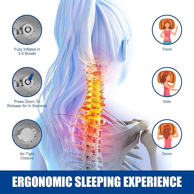 DAWNTREES Inflatable Pillow for Camping,Portable Compressible Ultra-light Travel Inflatable Pillow for Sleeping,Support The Neck and Lumbar,Backpacking Essentials (Orange)