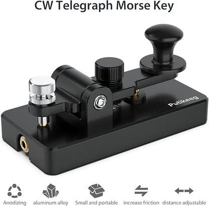 Classical Morse Mini Code Key Morse Code Paddle Key Aluminum Alloy Mini-Key Morse CW Portable Key Morse Practice Key Black