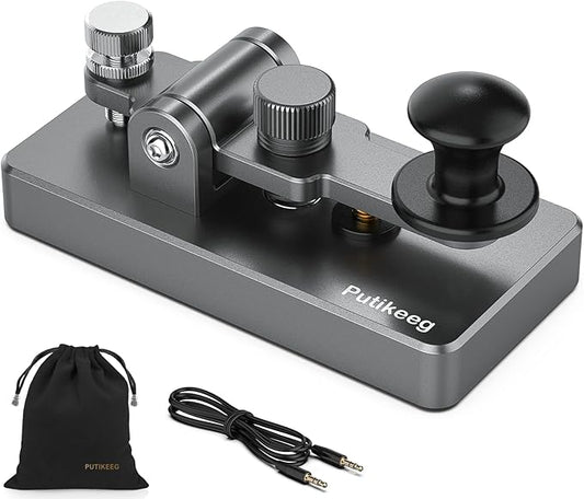 Classical Morse Mini Code Key Morse Code Paddle Key Aluminum Alloy Mini-Key Morse CW Portable Key Morse Practice Key Gray