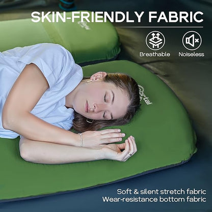 PORTAL Self Inflating Sleeping Pad for Camping, 3" Thick Memory Foam Camping Mattress with Pillow, Comfortable Camping Insulated Pad Mat for Outdoor