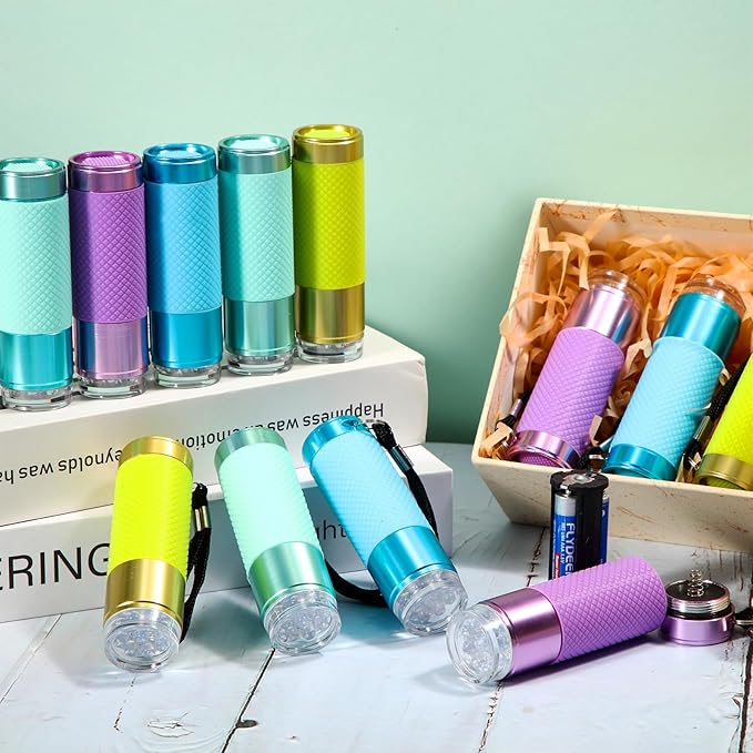 12 Pack LED Flashlight, 9 LED Mini Flashlight, 4 Colors with Lanyard, Portable Flashlight Contains 3AAA Batteries for Christmas Gift Outdoor Camping Emergency Night Cycling Fishing