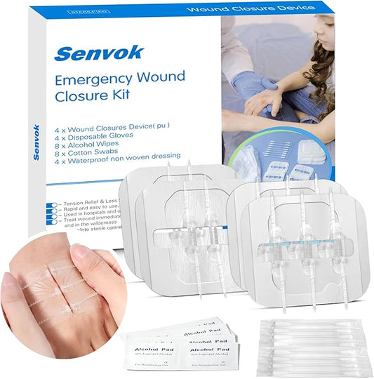 Zip Sutures Butterfly Bandaids – 4-Pack Assorted Sizes, FSA/HSA Eligible Emergency Wound Closure Kit for Surgical Laceration Repair Without Stitches, Fast Hemostasis Adhesive Strips Bandages (PU)