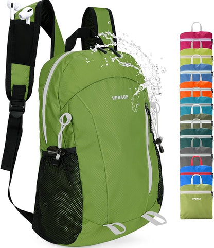 15L Highly Water-resistant Hiking Daypack, Small Backpack Travel Outdoor, Lightweight Day Pack with Tool Loops(Dark Yellow)