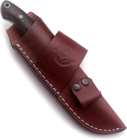 Handmade Damascus Steel Knife for Hunting, Survival,Camping,Bushcrafting and Fishing- Fixed Blade Dagger with Drop Point,Full Tang-Micarta Handle with Cowhide-Leather Sheath DCX 22 -280
