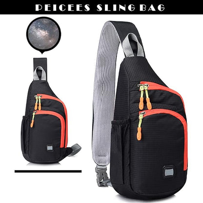 Peicees Small Sling Backpack Waterproof Unisex Shoulder Bag Chest Crossbody Daypack