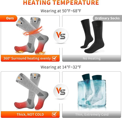 Heated Socks for Men Women, 5000mAh APP Control Battery Heated Socks Rechargeable Washable, Electric Socks Foot Warmer for Hiking Biking Camping Skiing Hunting Outdoor Work, Heating Socks