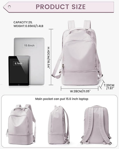 Gym Backpack for Women, Gym Bag with Shoe Compartment, Waterproof Lightweight Sports Yoga Travel Backpack with Wet Pocket, Pink