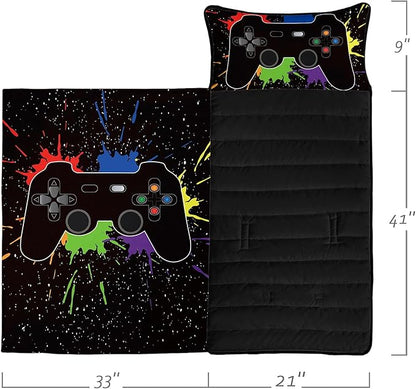 Space Nap Mat - Space Ship Galaxy Sleeping Bag with Removable Pillow - Daycare and Sleepovers Preschool Kindergarten Bedding Set for Kids Toddler Boys Girls