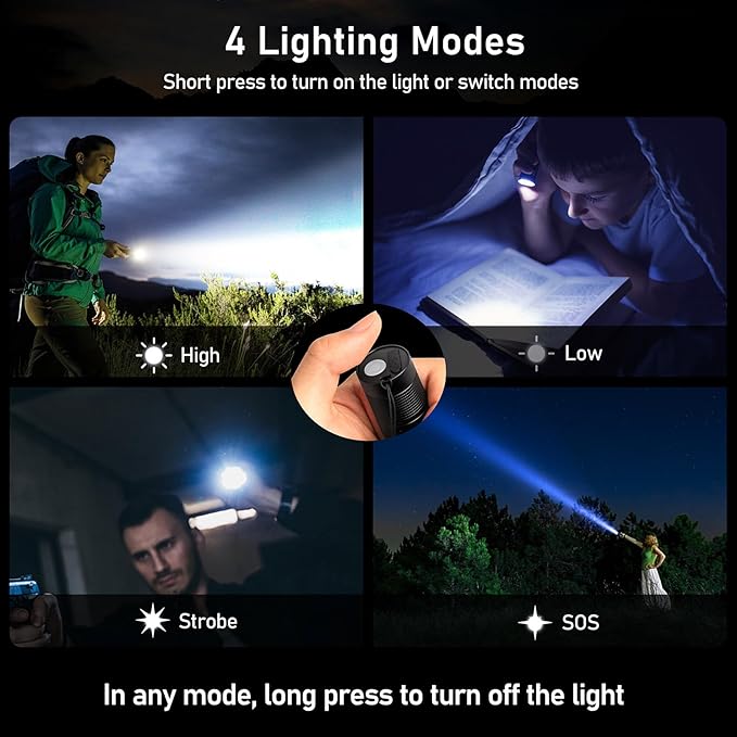 Blukar Flashlight Rechargeable, 2000L High Lumens Tactical Flashlight, Super Bright Small LED Flash Light- Zoomable, Adjustable Brightness, Long Lasting for Camping, Outdoors and Home Emergency