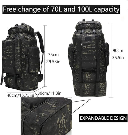 Hiking Backpack for Men 70L/100L Camping Backpack Military Rucksack Molle 3 Days Assault Pack for Climbing