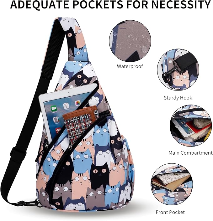 HUA ANGEL Crossbody Sling Bag for Men & Women Lightweight Waterproof Chest Shoulder Bag for Travel Hiking & Everyday Use