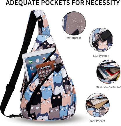 HUA ANGEL Crossbody Sling Bag for Men & Women Lightweight Waterproof Chest Shoulder Bag for Travel Hiking & Everyday Use