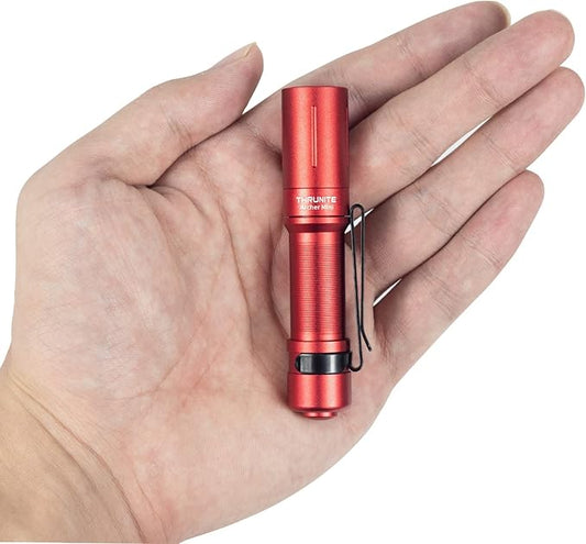 ThruNite EDC Flashlight Archer Mini, 405 Lumens Tail Switch LED Flashlight, USB C Rechargeable Little Pocket Penlight for Camping, Outdoor, and Emergency - Red Cool White