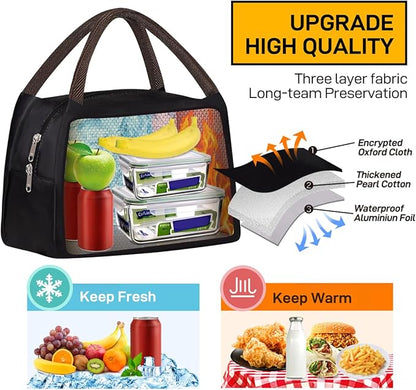 Buringer Insulated Lunch Bag Lunch Box for Women Men Adult Lunch Tote for Work Picnic Travel (Black)