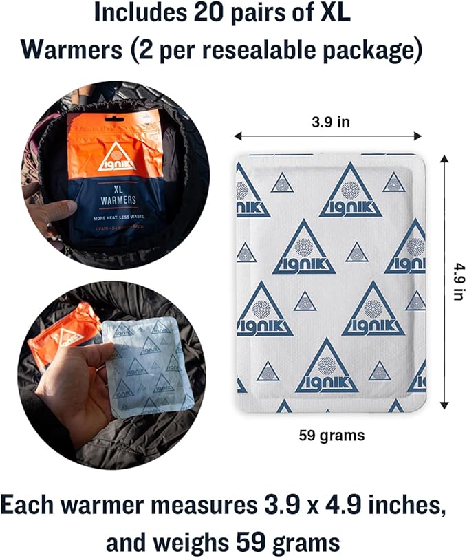 Ignik 24-Hour Compostable XL Body and Sleeping Bag Warmers with Resealable AirBarrier Pouch
