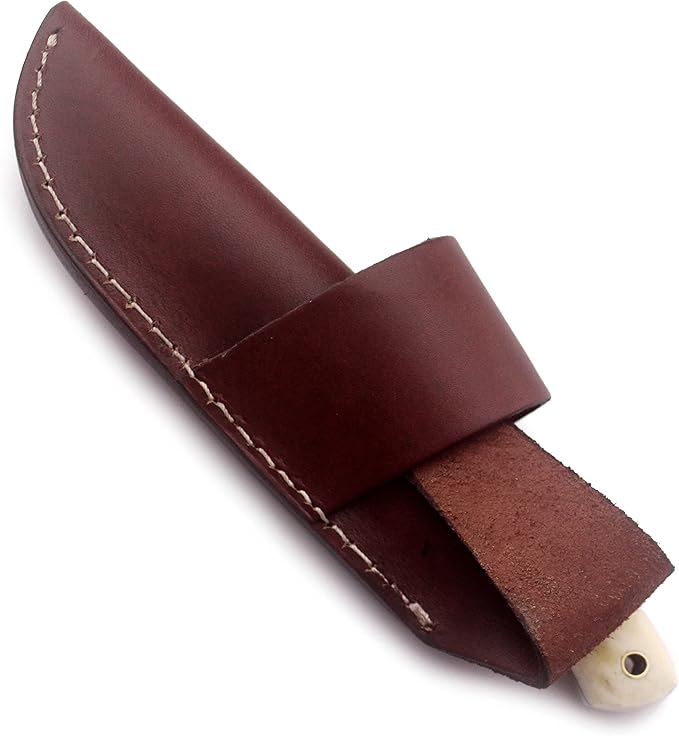 Handmade Damascus Steel Knife for Hunting,Survival,Camping,Bushcraft,and Fishing-Fixed Blade Dagger with Drop Point Full Tang-Micarta Handle with Cowhide Leather Sheath DCX 22 -250