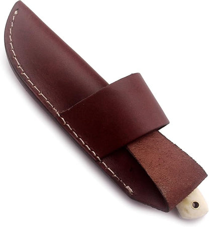 Handmade Damascus Steel Knife for Hunting,Survival,Camping,Bushcraft,and Fishing-Fixed Blade Dagger with Drop Point Full Tang-Micarta Handle with Cowhide Leather Sheath DCX 22 -250