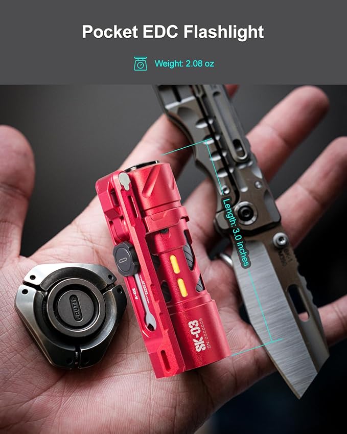 SK03 Pro AA Mini LED Flashlight, 1000 High Lumens EDC Flashlight with Magnetic Bracket, 4 Colors Filters, 10 Modes, USB C Rechargeable Pocket Flashlight for Camping, Hiking