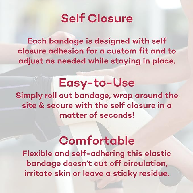 Dealmed 6" Elastic Bandage Wrap with Self-Closure – 2 Elastic Bandages, 5 Yards Stretched Compression Bandage Wrap, Wound Care Product for First Aid Kit and Medical Facilities