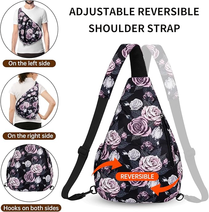 HUA ANGEL Crossbody Sling Bag for Men & Women Lightweight Waterproof Chest Shoulder Bag for Travel Hiking & Everyday Use