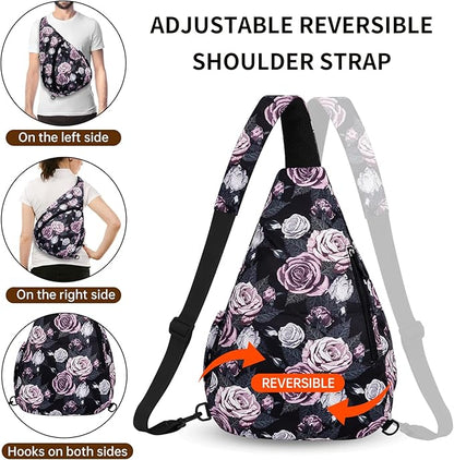 HUA ANGEL Crossbody Sling Bag for Men & Women Lightweight Waterproof Chest Shoulder Bag for Travel Hiking & Everyday Use