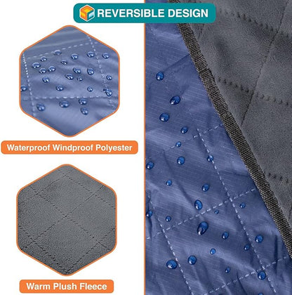 SUN CUBE Large Waterproof Camping Blanket, Fleece Quilted Stadium Blanket for Cold Weather, Windproof Foldable Outdoor Blanket Mat for Picnic, Beach, Pets, Car, 60x80in