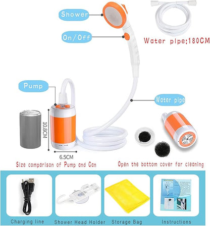 Iron Hammer Portable Shower Electric Shower Camping Shower Built-in 5000mAh Large Capacity Rechargeable Battery-Powered Shower for Indoor or Outdoor Showering Car Washing Pet Bathing